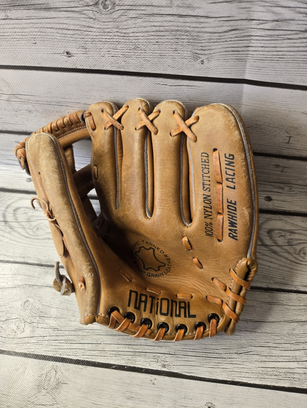 Vintage National NSG02 Leather Baseball Glove RHT 12” Rawhide Lacing